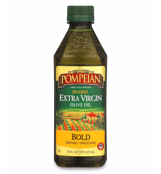 Pompeian Spanish Bold Extra Virgin Olive Oil, First Cold Pressed, Strong, Fruity Flavor, Perfect for Dipping and Drizzling, 16 FL. OZ.