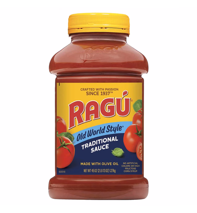 Ragu Old World Style Traditional Sauce, Made with Olive Oil, Perfect for Italian Style Meals at Home, 45 OZ