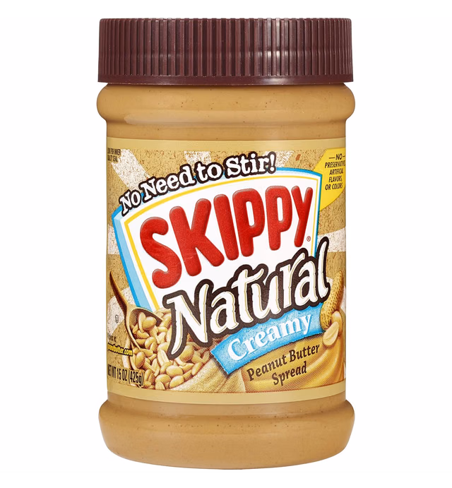SKIPPY Natural Creamy Peanut Butter Spread, 15 Ounce (Pack of 8)