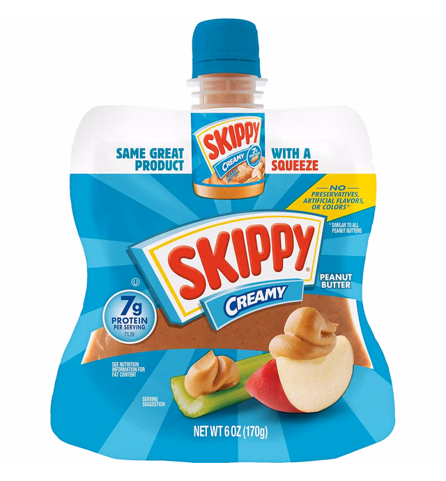 SKIPPY Squeeze Creamy Peanut Butter, 6 Ounce (Pack of 6)