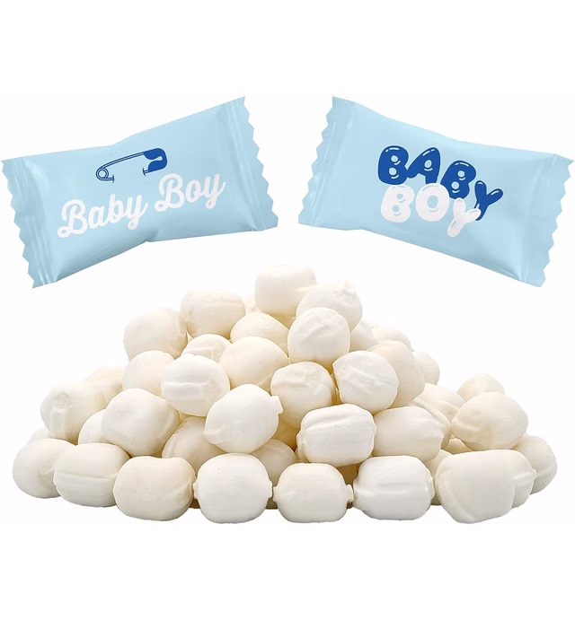 Baby Boy Buttermints, Mint Candies, After Dinner Mints, Butter Mint Candy, Fat-Free, Individually Wrapped (55 Pieces)