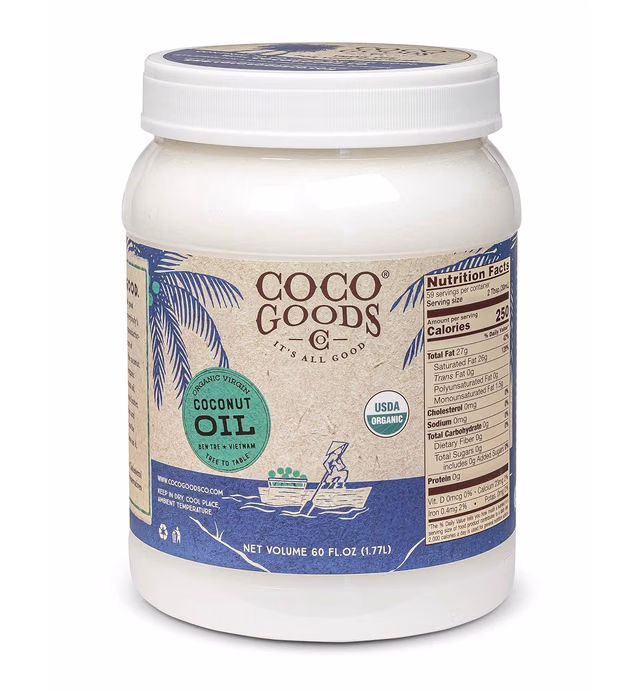 CocoGoodsCo Single-Origin Organic Virgin Coconut Oil, Cold-Pressed - Gluten-free, Non-GMO, No Cholesterol (60 fl. oz)
