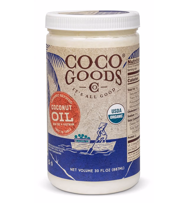 CocoGoodsCo Vietnam Single-Origin Organic Refined Coconut Oil (30 fl. oz) - Gluten-free, Non-GMO, No Cholesterol - Great for Cooking and Baking with No Coconut Flavor and Scent