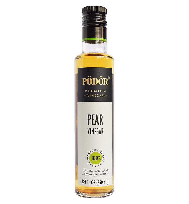 PÖDÖR Premium Pear Vinegar - 8.4 fl. Oz. - 100% Natural, Aged in Oak Barrels, Fermented, Unfiltered, Vegan, Gluten-Free, Non-GMO in Glass Bottle