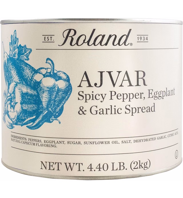 Roland Foods Ajvar with Spicy Pepper, Eggplant, and Garlic Spead, Specialty Imported Food, 4.4-Pound Can