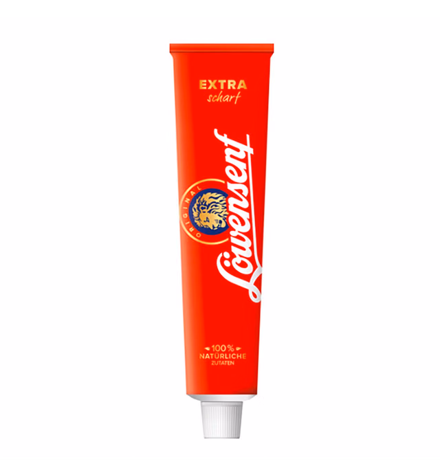 Düsseldorfer Löwensenf - Extra Scharf - (200 Ml/8.4 Oz Tube) - Very Hot Mustard Thatâ€™s Original for Sure