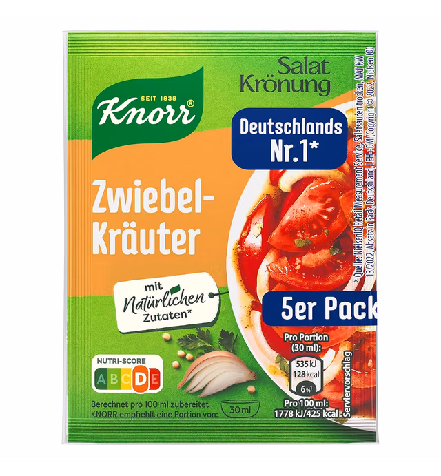 Knorr Salat Kronung Zwiebel-krauter (Salad Herbs with Onion), 5-Count Packets (Pack of 5)