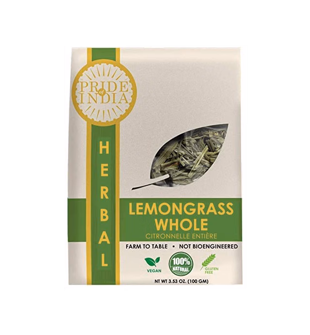 Pride Of India - Natural Dry Indian Lemongrass Herb, 3.53oz (100gm) Full Leaf - Certified and Authentic Indian Herb - Perfect for Cooking, Soups, Salads, Marinades 50+ Servings