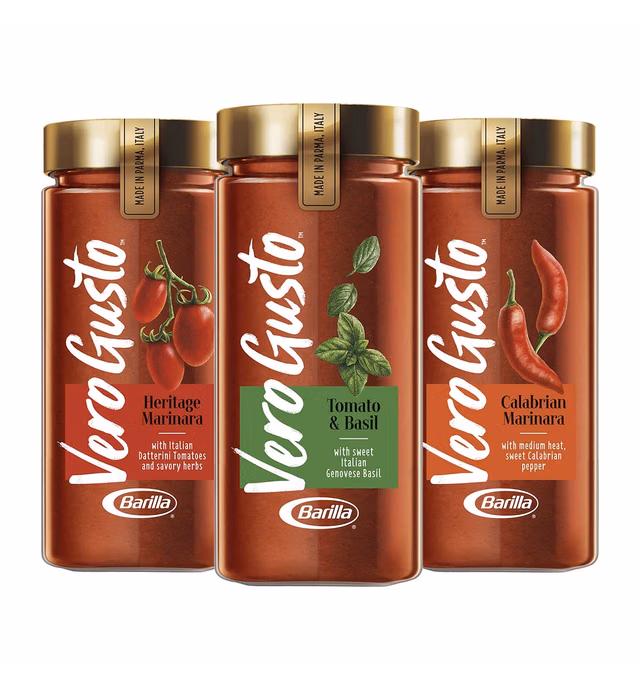 Vero Gusto By Barilla Pasta Sauce Variety Pack Tomato & Basil, Heritage Marinara, Calabrian Marinara | Made In Italy | No Artificial Ingredients & No Added Sugar | Non-Gmo Project Verified, 20 Ounce