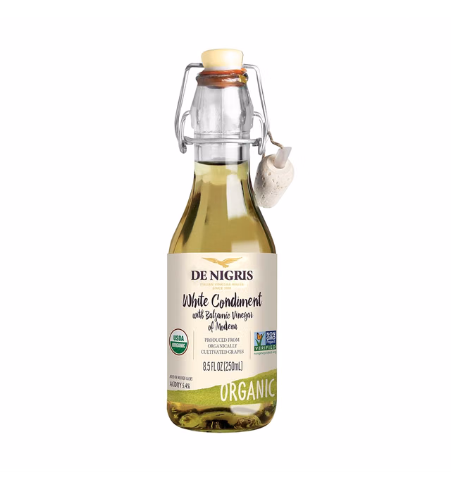 De Nigris Premium Organic White Wine Vinegar With Balsamic Vinegar Of Modena 8,5 Oz (250ml) | Balsamic Vinegar From Modena Italy Ideal For Hot Dishes | Balsamic Vinegar Aged | Balsamic Vinegar Organic