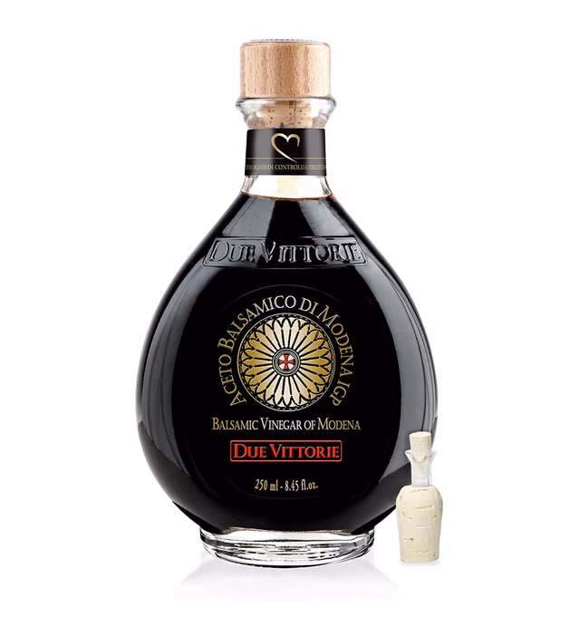 Due Vittorie Oro Gold, Barrel Aged Balsamic Vinegar of Modena IGP With Cork Pourer, All-Natural, Extra Dense Premium Vinegar Aceto Balsamico di Modena IGP Italy - 16.9 Fl Oz / 500ml