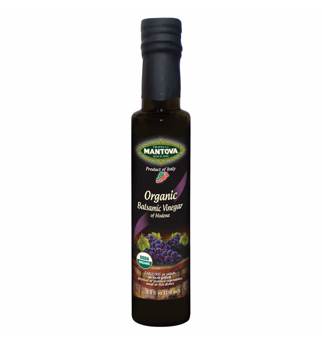 Mantova Organic Balsamic Vinegar of Modena, Perfect for Salad Dressing, Pasta Salad, Ice Cream and Cocktails, 8.5oz