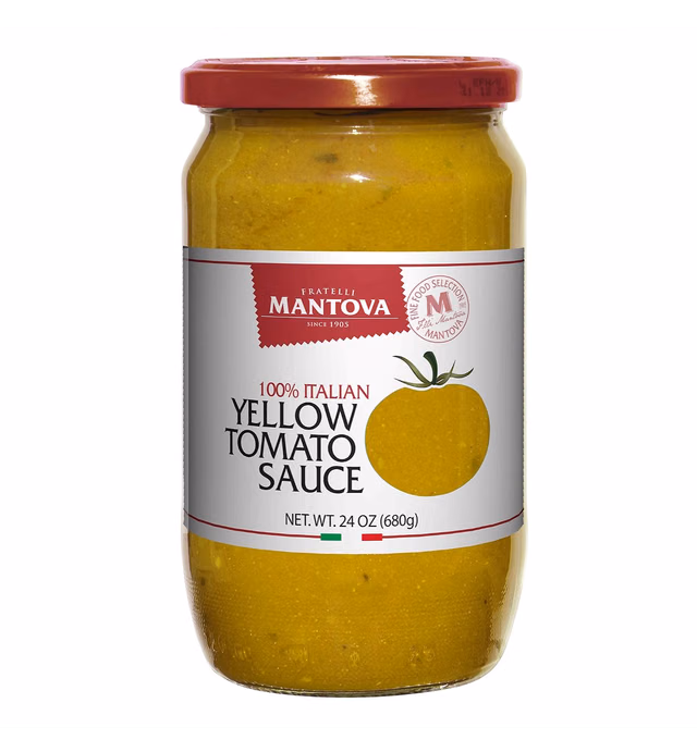 Mantova Yellow Italian Tomato Sauce 24 ounce (Pack of 2), 100% Italian Tomatoes, Great Taste, Low Acidity, Sweet and Tasty to use on Pasta, Pizza