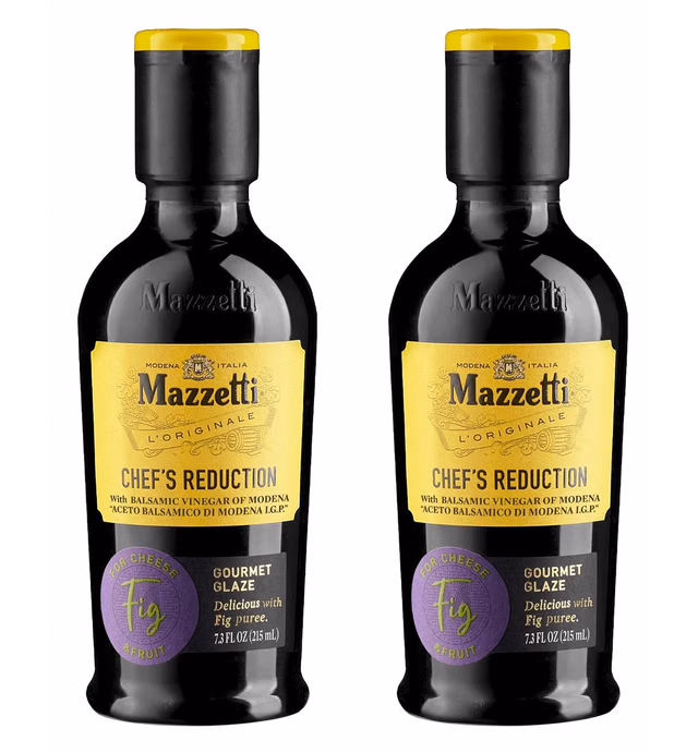 Mazzetti Fig Balsamic Vinegar Glaze of Modena PGI | Thick & Rich | Perfect for Fruit & Cheese | 7.3 Ounce Bottle (Pack of 2)