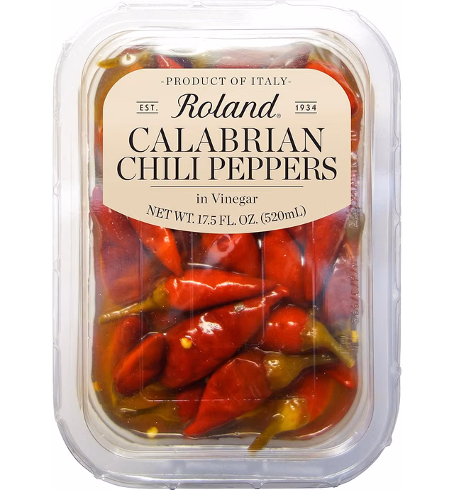 Roland Foods Calabrian Chili Peppers in Vinegar, Specialty Imported Food, 17.5-Ounce Package