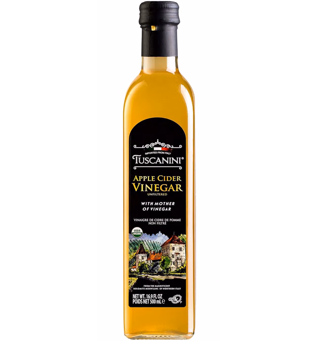 Tuscanini Italian Organic Unfiltered Apple Cider Vinegar with the Mother, 16.9oz, Premium Quality, Certified Kosher