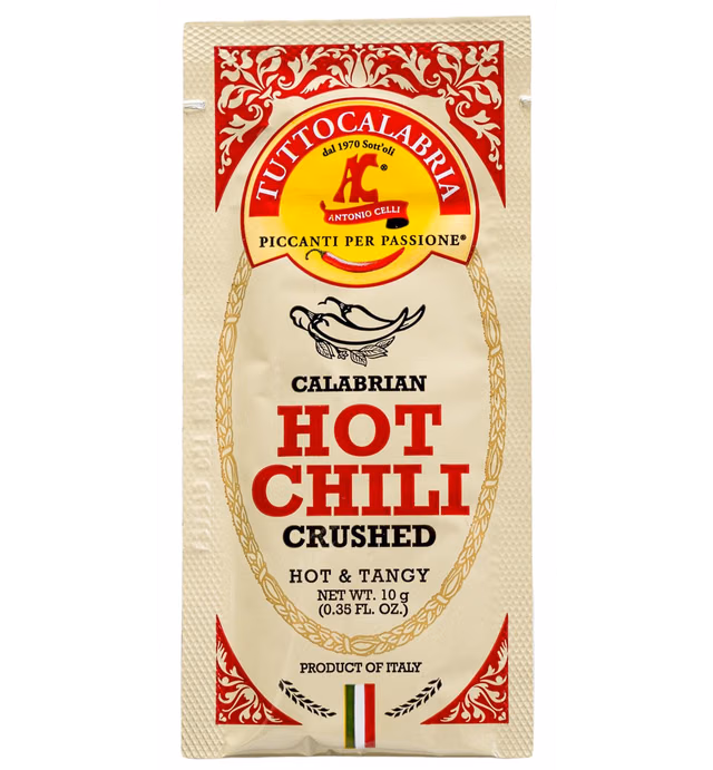 Crushed Calabrian Chili Pepper Paste/Spread, Trial Size, Monodose, Single Use, To Go Packets, 0.35 fl oz, TuttoCalabria