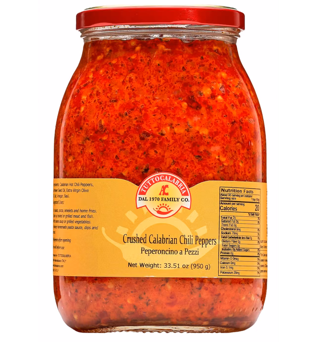 Crushed Calabrian Chili Pepper, Paste/Spread, 33.5 oz Club Pack Size, All Natural, Non-GMO, Product of Italy, Glass TuttoCalabria