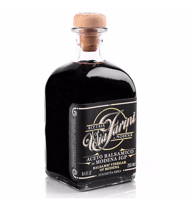 Via Farini Black Label Aceto Balsamico Di Modena IGP Aged Artisan Italian Balsamic Vinegar 8.45 Fl Oz