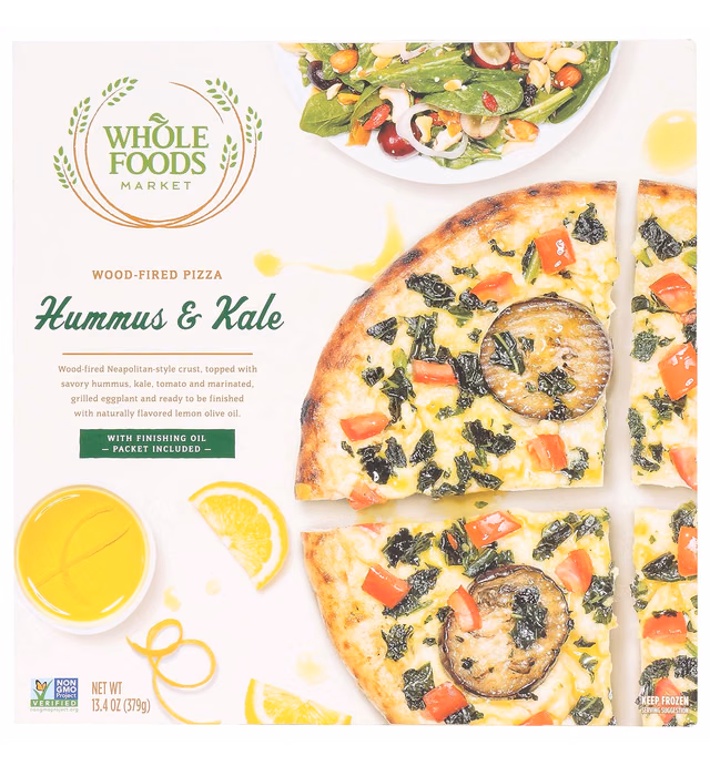 Whole Foods Market, Frozen Wood-Fired Pizza, Hummas & Kale, 13.4 Ounce