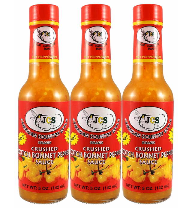 JCS Hot Scotch Bonnet Pepper Sauce (Pack of 3), 5 oz Jars