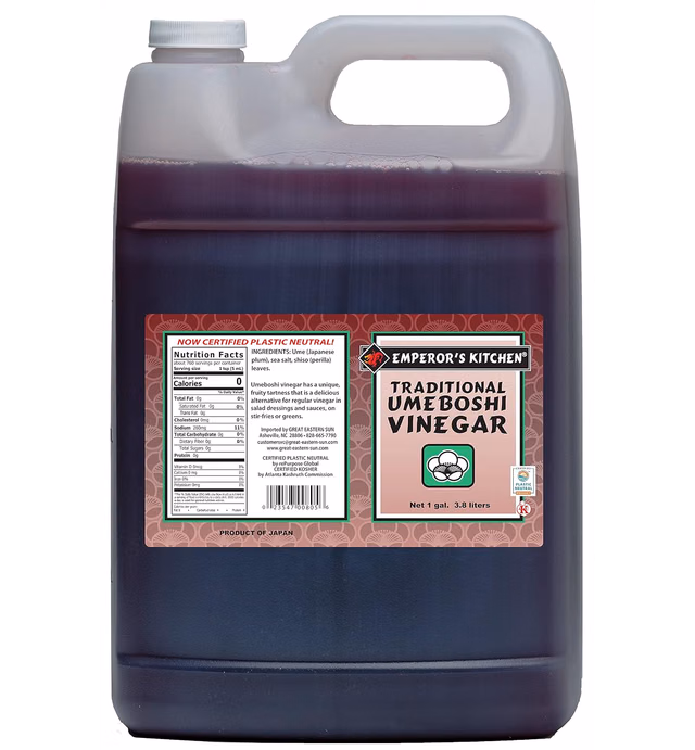 Emperor's Kitchen Traditional Japanese Morisho Umeboshi Vinegar, Kosher, Vegan, Fruit Vinegar, 1 Gallon