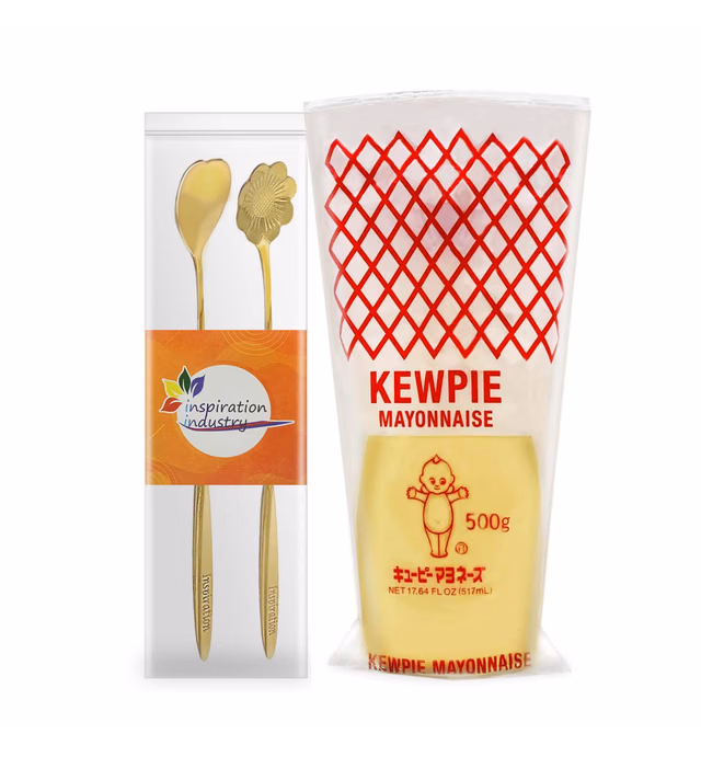 Kewpie Mayonnaise 17.64 FL Oz (517 mL) With 2 Inspiration Industry Coffee Spoons (1 BOTTLE)