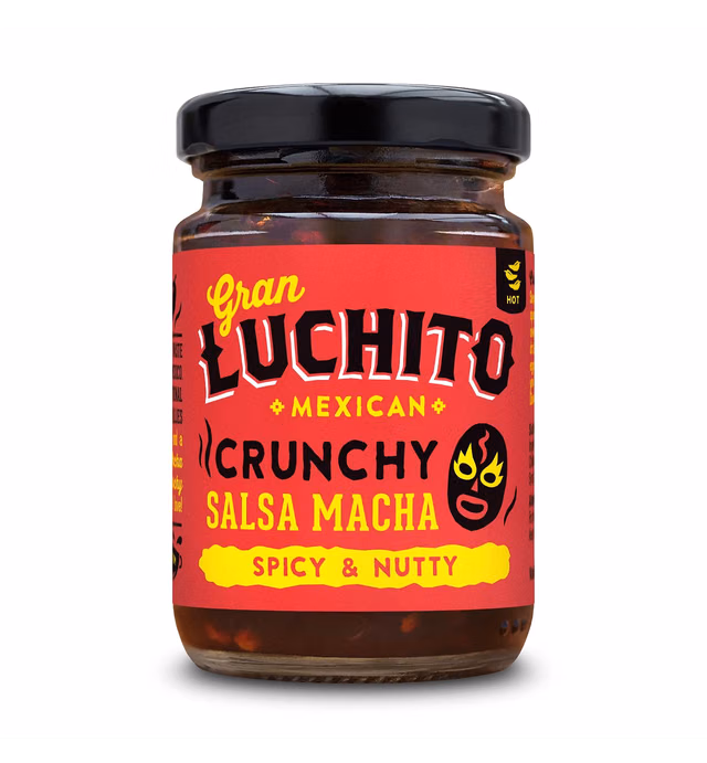 Gran Luchito Mexican Salsa Macha 3.5oz (Pack of 1) | Hot and Spicy Crispy Mexican Red Pepper Chili Sauce | | All Natural & Gluten/GMO Free - Perfect For Mexican Cooking
