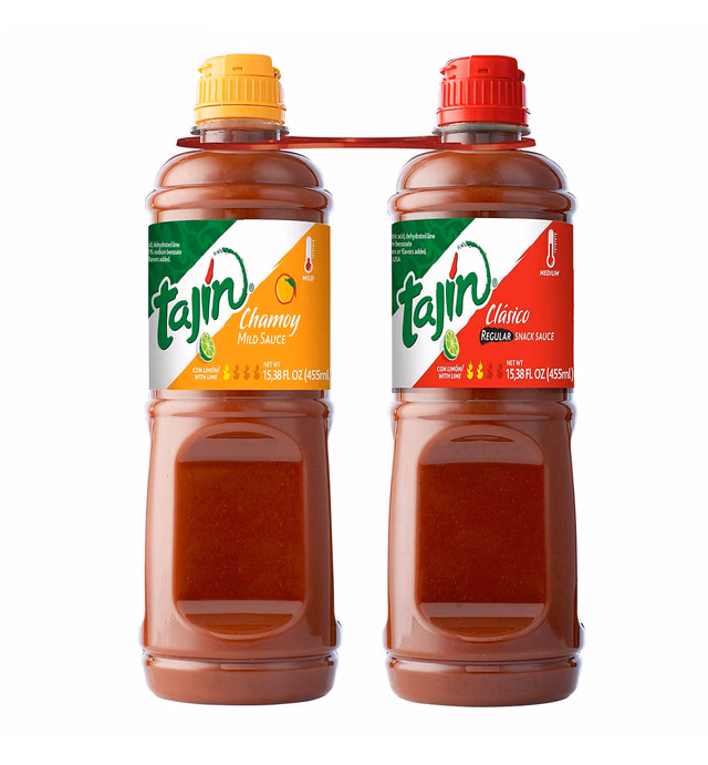 Tajin Fruity Chamoy Sauce 15.38oz and Mild Hot Sauce 15.38oz Bundle (Pack of 2)
