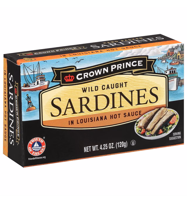 Crown Prince Sardines in Louisiana Hot Sauce, 4.25-Ounce Cans (Pack of 12)