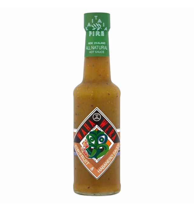 Habanero, Kiwi Fruit and Manuka Honey, New Zealand's Favorite Waha Wera Green Hot Sauce (salsa picante verde)