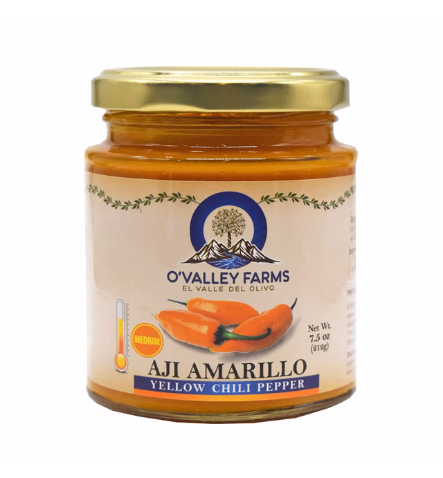 O'Valley Farms - Aji Amarillo (Yellow Chili Pepper Paste, Medium Hot), 7.5 oz glass jar (Pack of 1)