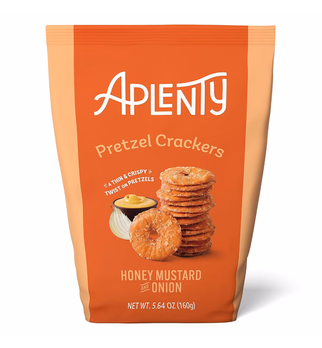 Amazon Brand - Aplenty, Honey Mustard and Onion Pretzel Crackers, 5.64 oz