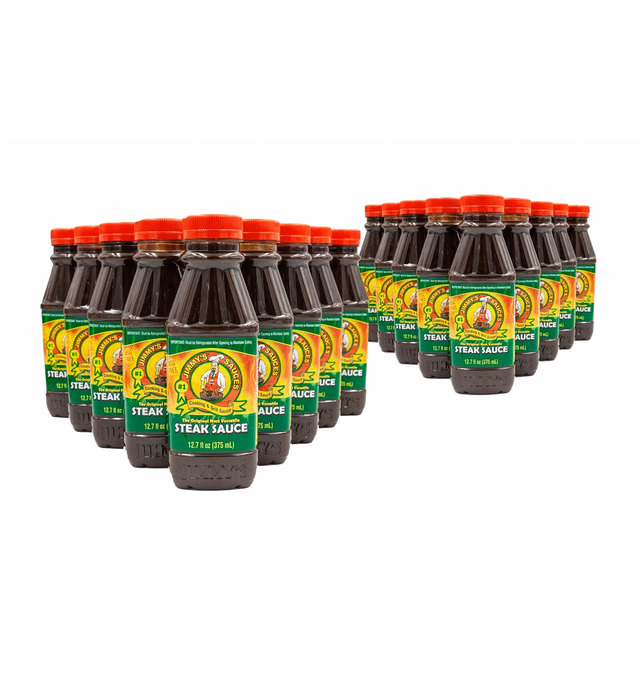 Jimmy’s Steak Sauce, Versatile Cooking & Grill Sauce, Meat Marinade, BBQ Sauce, Dipping Sauce & More (12.7oz 18 Pack) – Tomato Based w/Worcester Sauce & Secret Spices No MSG, Kosher, Halal Sauce