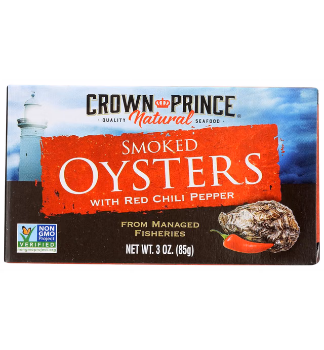 Crown Prince Naturally Smoked Oysters with Red Chilli Pepper 3 oz