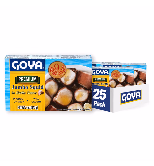 Goya Foods Octopus Style Squid Pieces in Garlic Sauce, 4 Ounce (Pack of 25)