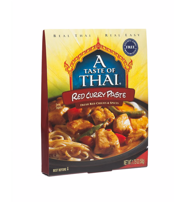 A Taste of Thai Red Curry Paste - 1.75 oz Pack of 6 Ready-to-Use Mix | Flavored with Classic Thai Spices | Use as Rub Marinade Dipping Sauce & More | Non-GMO | Gluten-Free | No Preservatives