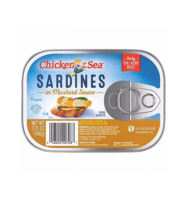 Chicken of the Sea Sardines in Mustard Sauce, Wild Caught, 3.75-Ounce Cans (Pack of 18)