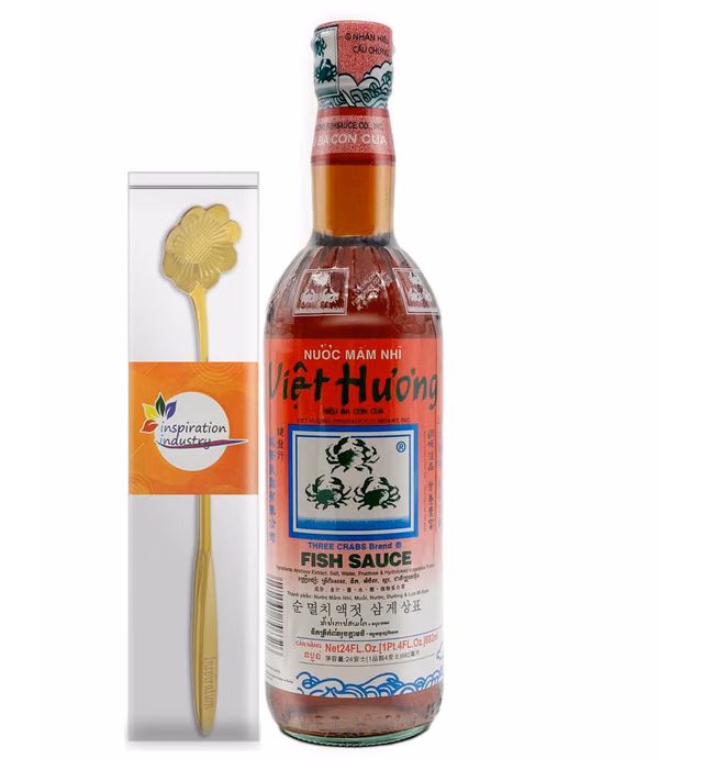 Three Crabs Viet Huong Fish Sauce 24 FL Oz With Inspiration Industry Coffee Spoon (1 Bottle)