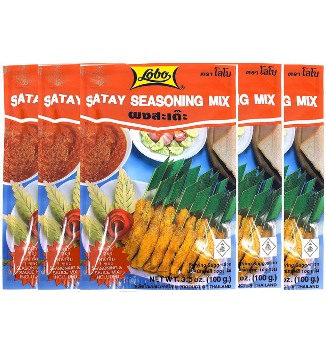 Lobo Brand Thai Satay Mix (Peanut Sauce) 3.5 Oz Each - 5 Packs