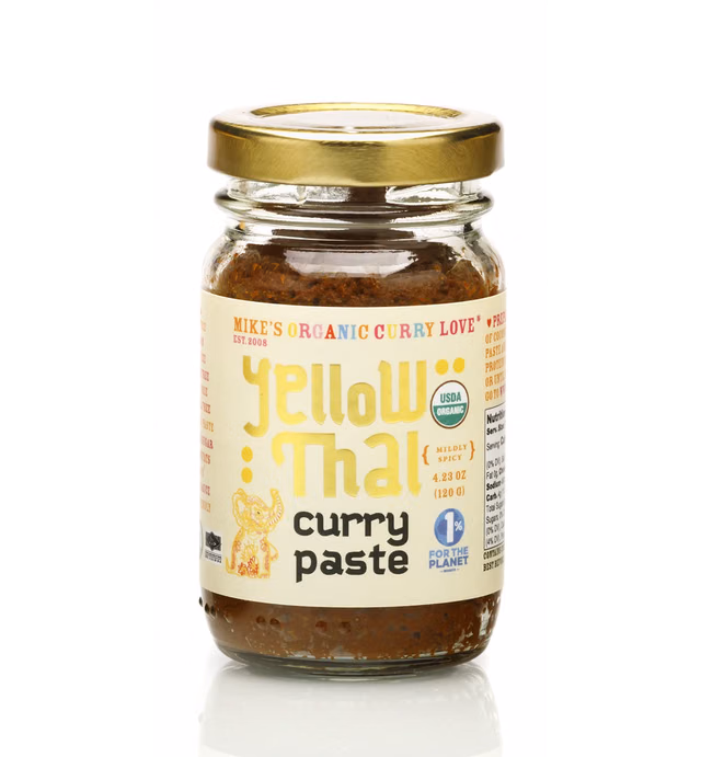 Yellow Thai Curry Paste ORGANIC. VEGAN. DAIRY FREE. SUGAR FREE. KETO FRIENDLY. MADE IN THAILAND. 4.23 oz Glass Jar