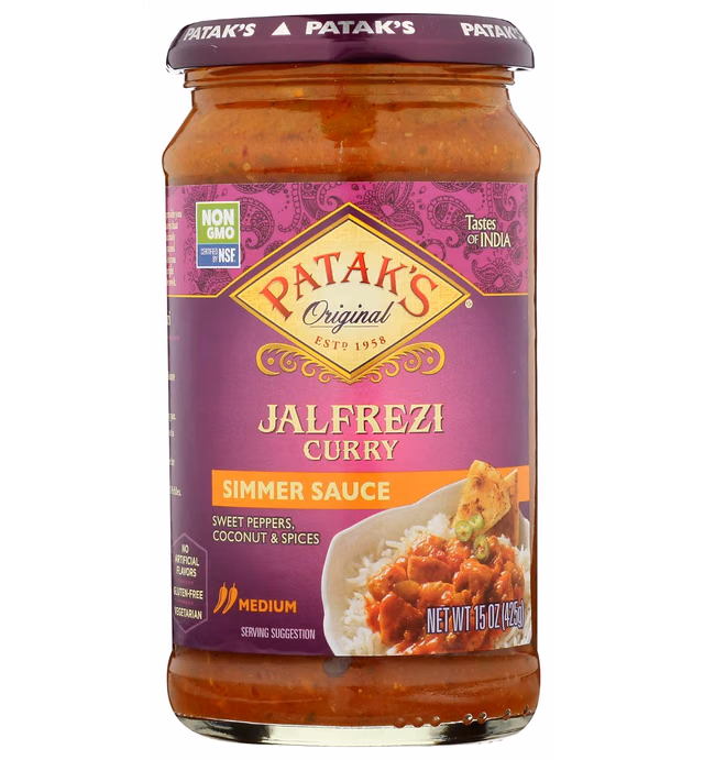 PATAKS Jalfrezi Sweet Pepper Spicy Curry and Simmer Sauce, 15 oz