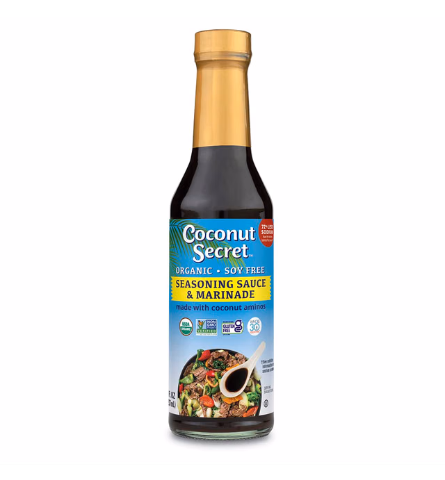 Coconut Secret Coconut Aminos - 8 fl oz - Low Sodium Soy Sauce Alternative, Low-Glycemic - Organic, Vegan, Non-GMO, Gluten-Free, Kosher - Keto, Paleo, Whole 30 - 48 Servings