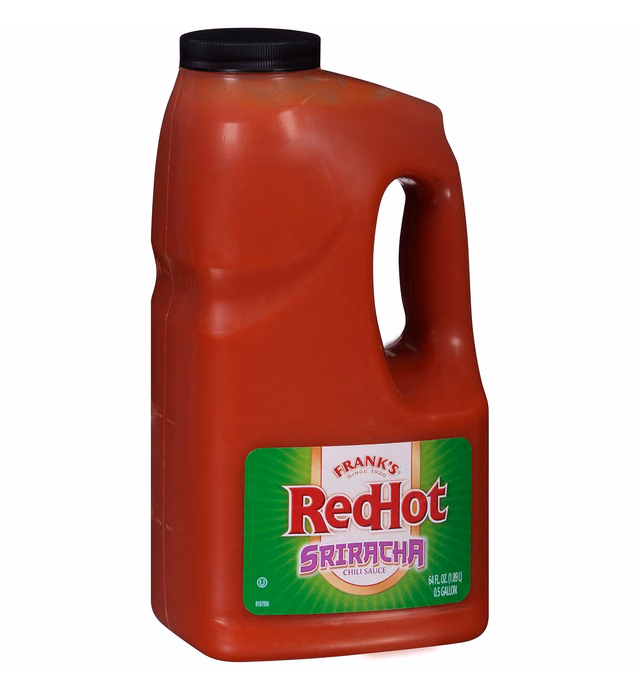 Frank's RedHot Sriracha Chili Sauce, 0.5 gal - One 0.5 Gallon Jug of Sriracha Chili Hot Sauce, Perfect on Wings, Pizza, Ribs, Burgers and More