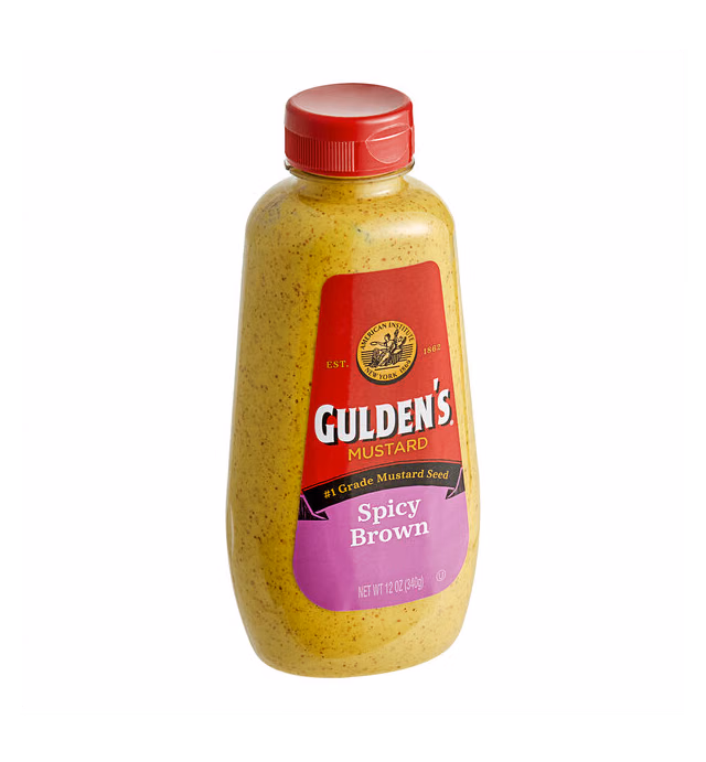 Gulden's Spicy Brown Mustard Squeeze Bottle 12 oz. - 12/Case