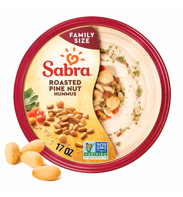 Sabra Pine Nut Hummus, Great Hummus for Dipping, Snacking and Sharing, 17 Oz Tub