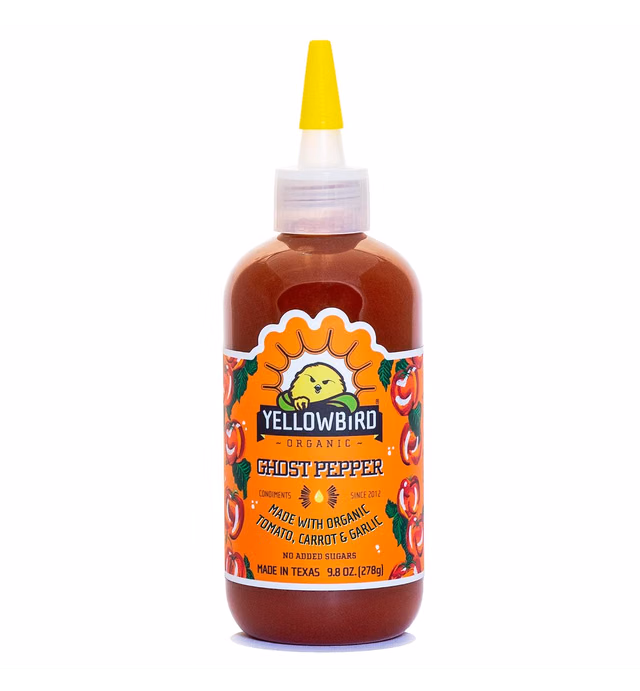 Organic Ghost Pepper Hot Sauce by Yellowbird - Hot and Smoky Hot Pepper Sauce with Smoked Ghost Peppers, Tomatoes and Onions - Plant-Based, Gluten Free, Non-GMO - Homegrown in Austin - 9.8 oz