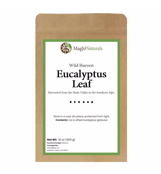 Dried Eucalyptus Leaf by MagJo Naturals, Wild Harvest, Cut Leaf, Bulk Dried Eucalyptus leaves, Eucalyptus tea, sourced from fresh eucalyptus leaves, Eucalipto Hojas Naturales, Eucalipto Leaves, Eucalyptus Leaves Dried Real, 16 ounces (1 pound)