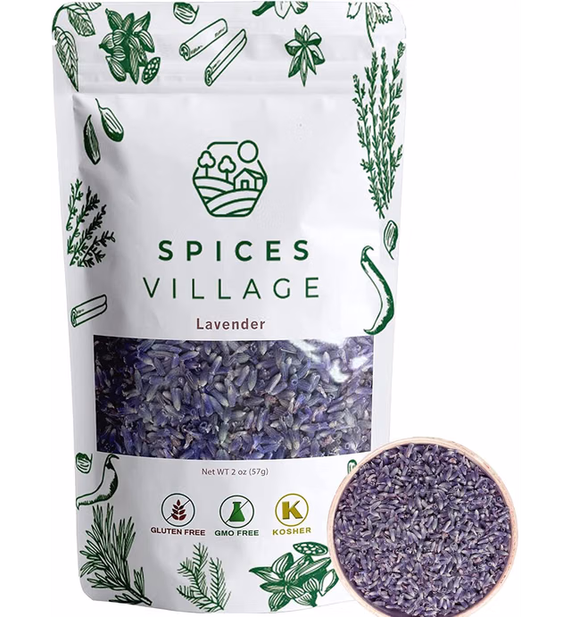 SPICES VILLAGE Lavender [ 2 oz ] Dried Lavender Buds, Natural Lavender Buds for Food, Herbal Tea, Potpourri, Wedding Confetti, Pillow - Kosher, Gluten Free, Vegan, Non GMO, Resealable Bulk Bag