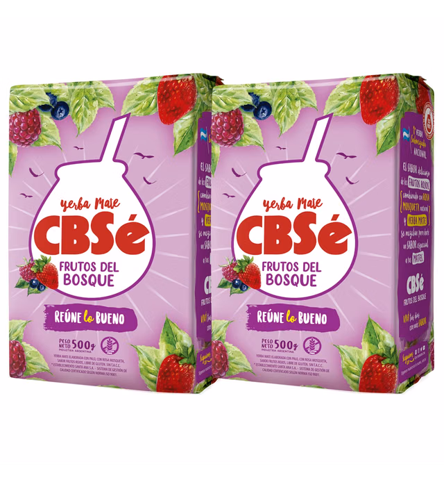 CBSe Yerba Mate Frutos del Bosque 500 gr. - 2 Pack / Yerba Mate Tea Forest Fruit 1.1 lb. - 2 Pack